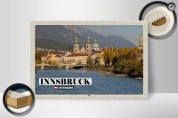 Holzschild Reise Innsbruck Österreich Inn Fluss 30x20cm