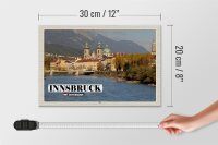 Holzschild Reise Innsbruck Österreich Inn Fluss 30x20cm