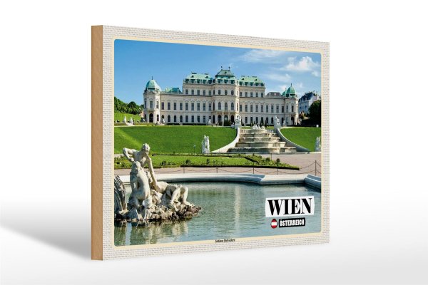 Holzschild Reise Wien Österreich Schloss Belvedere 30x20cm