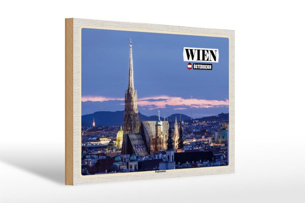 Holzschild Reise Wien Österreich Stephansdom 30x20cm