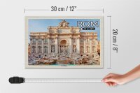 Holzschild Reise Rom Italien Trevi Brunnen Skulptur 30x20cm