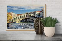 Holzschild Reise Venedig Italien Rialto Brücke 30x20cm