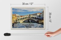 Holzschild Reise Venedig Italien Rialto Brücke 30x20cm