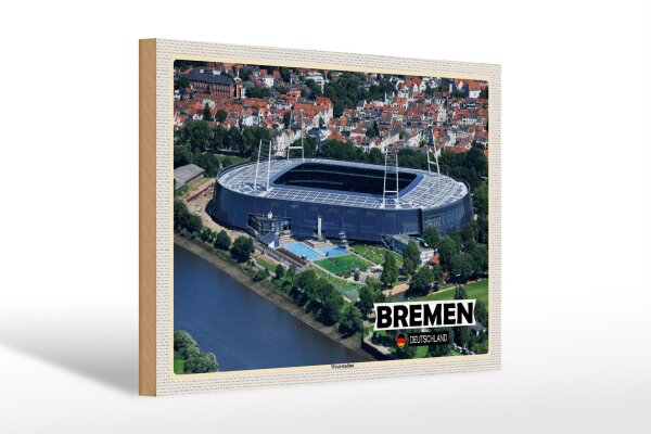 Holzschild 20x30cm Städte Bremen Stadion