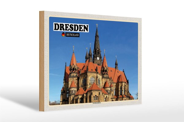 Holzschild Städte Dresden Deutschland Ganisonskirche 30x20cm