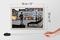 Holzschild Städte Düsseldorf Carlstadt Skulptur 30x20cm