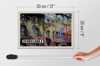 Holzschild Städte Düsseldorf Flingern Kunst Gebäude 30x20cm