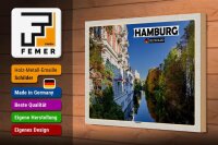 Holzschild 30x20cm Stadt Hamburg Ausblick Fluss Häuser