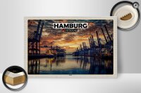 Holzschild Städte Hamburg Hafen Sonnneuntergang 30x20cm
