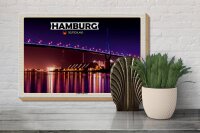 Holzschild Städte Hamburg Köhlbrandbrücke Nacht 30x20cm