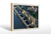 Holzschild Städte Hamburg Blick auf...