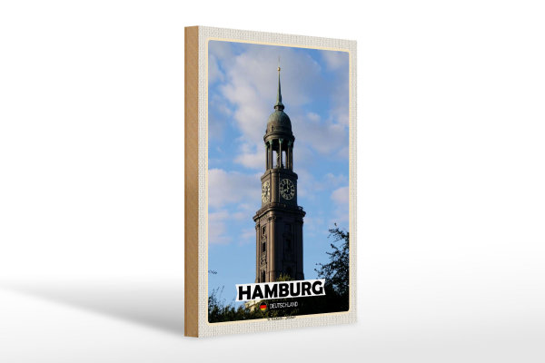 Holzschild Städte Hamburg St. Michaelis Michael 20x30cm