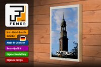 Holzschild Städte Hamburg St. Michaelis Michael 20x30cm
