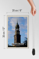 Holzschild Städte Hamburg St. Michaelis Michael 20x30cm