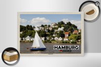 Holzschild Städte Hamburg Treppenviertel Boot 30x20cm