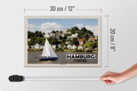 Holzschild Städte Hamburg Treppenviertel Boot 30x20cm