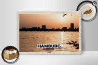 Holzschild Städte Hamburg Winterhude Sonnenuntergang 30x20cm
