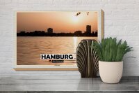 Holzschild Städte Hamburg Winterhude Sonnenuntergang 30x20cm