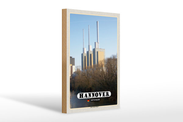 Holzschild Städte Hannover Blick Döhren Stadt 30x20cm