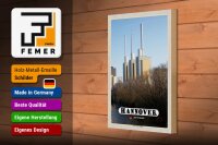 Holzschild Städte Hannover Blick Döhren Stadt 30x20cm