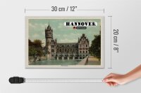 Holzschild Städte Hannover Flusswasserkunst Schloss 30x20cm