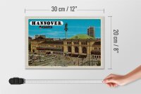 Holzschild Städte Hannover Hauptbahnhof Gemälde 30x20cm