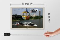 Holzschild Städte Köln Rheinpark Seilbahn Schiff 30x20cm