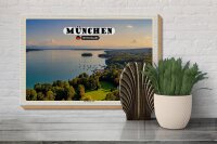 Holzschild Städte München Blick auf Starnberger See 30x20cm