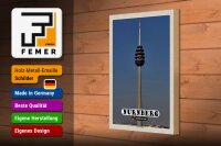 Holzschild Städte Nürnberg Fernmeldeturm Gemälde 20x30cm