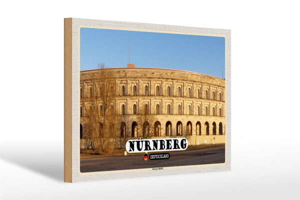 Holzschild Städte Nürnberg Kongresshalle Baustill 30x20cm