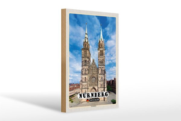 Holzschild Städte Nürnberg Lorenzkirche Architektur 20x30cm