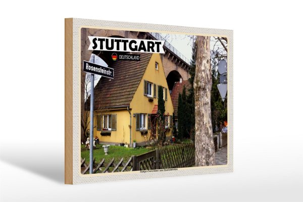 Holzschild Städte Stuttgart Nord Eisenbahnbrücke 30x20cm