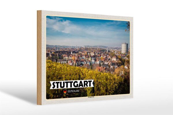 Holzschild Städte Stuttgart Ost Altstadt Natur 30x20cm