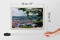 Holzschild Städte Blick auf Stadt Stuttgart West 30x20cm