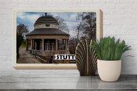 Holzschild Städte Teehaus Gebäude Stuttgart 30x20cm Geschenk