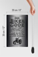 Holzschild Motorrad 20x30cm Biker Code man lebt nur einmal