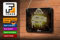 Blechschild Fleisch 18x12cm Schnitte Pork exklusive Menü