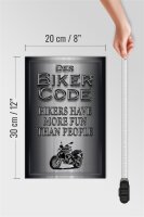 Holzschild Motorrad 20x30cm Biker Code more fun people