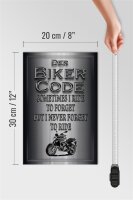 Holzschild Motorrad 20x30cm Biker Code never forget ride
