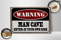Holzschild Spruch 30x20cm Warning man cave enter at your