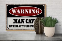 Holzschild Spruch 30x20cm Warning man cave enter at your
