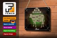 Blechschild Fleisch 18x12cm Schnitte Beef exklusive Menü