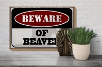 Holzschild Spruch 30x20cm beware of beaver