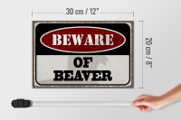 Holzschild Spruch 30x20cm beware of beaver