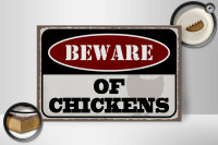 Holzschild Spruch 30x20cm beware of chickens
