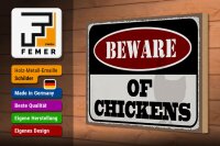 Holzschild Spruch 30x20cm beware of chickens