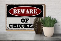 Holzschild Spruch 30x20cm beware of chickens