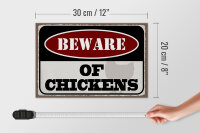 Holzschild Spruch 30x20cm beware of chickens