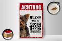 Holzschild Spruch 20x30cm Tiere Achtung Yorkshire Terrier