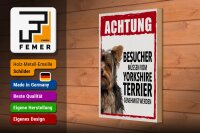 Holzschild Spruch 20x30cm Tiere Achtung Yorkshire Terrier